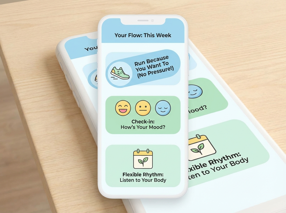 Flikness app showing a flexible training plan for recreational runners