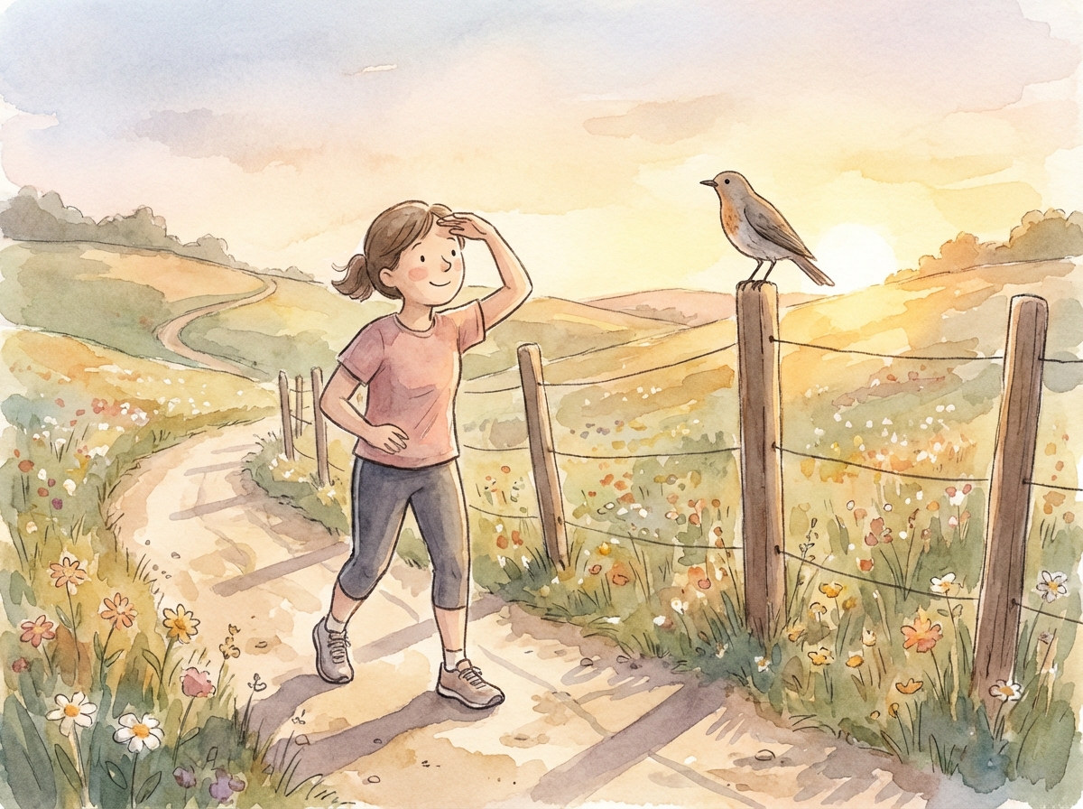 Runner enjoying scenery during a leisurely run