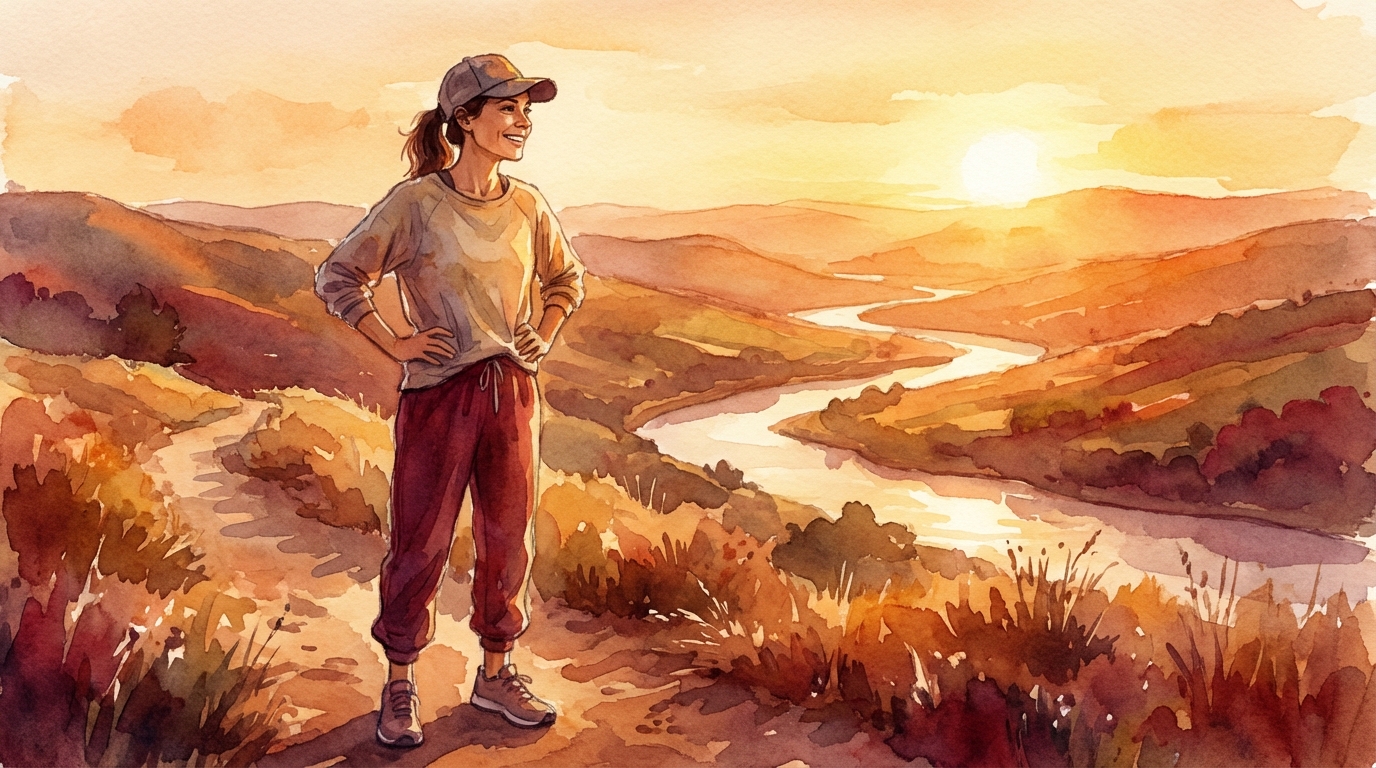 Recreational runner enjoying a peaceful run through countryside