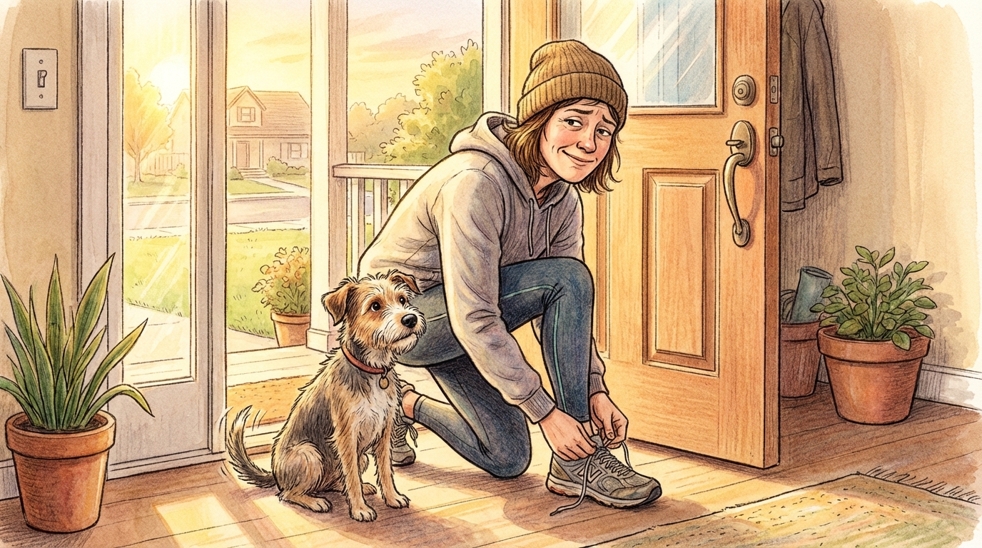 Runner in their 40s enjoying a morning run