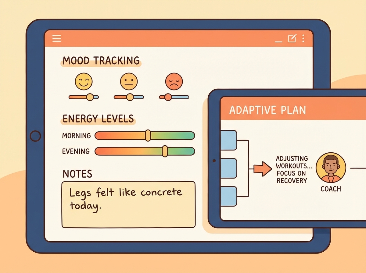 Flikness journal feature showing mood and energy tracking