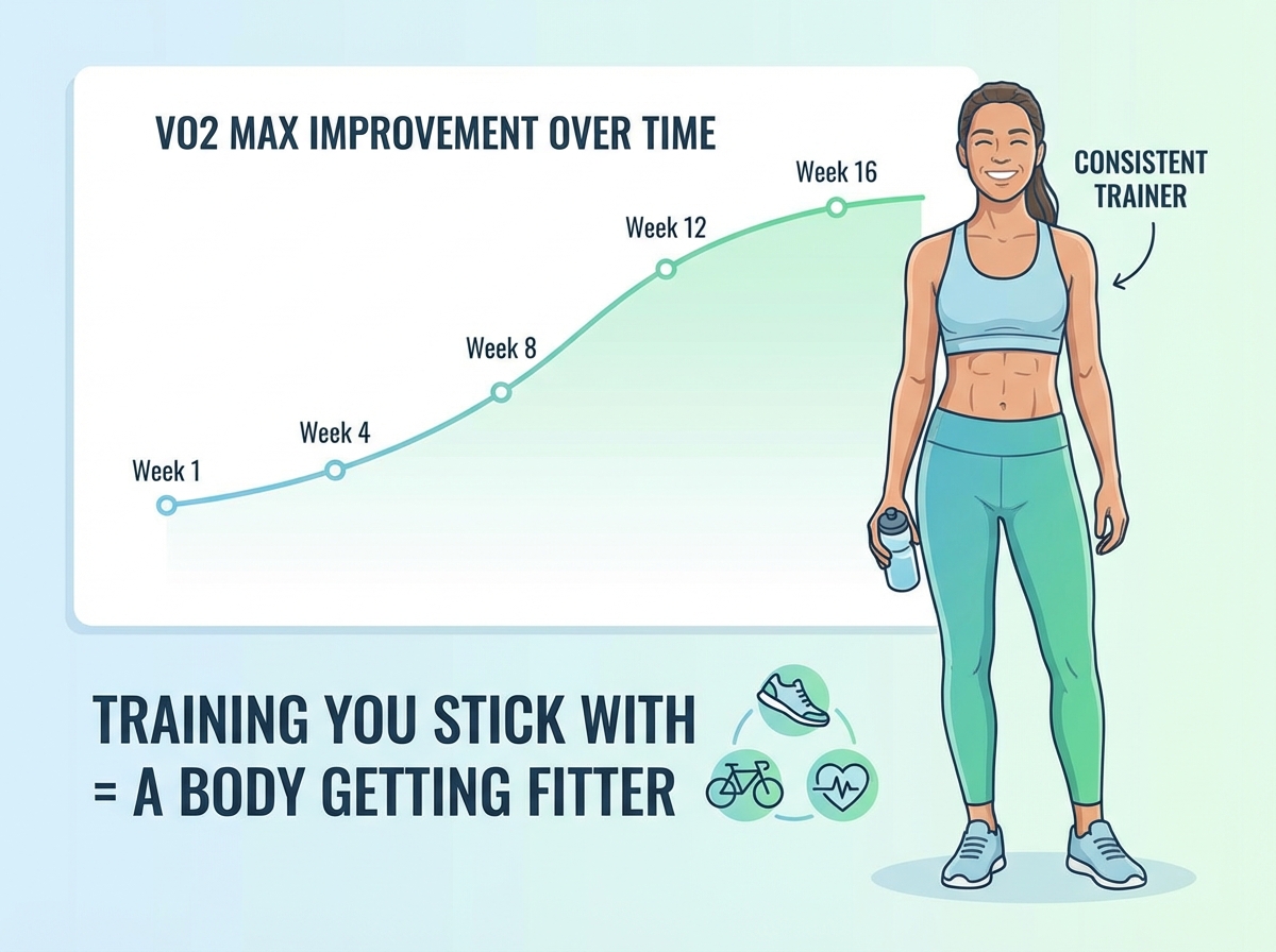 VO2 max improvement chart showing progress over time